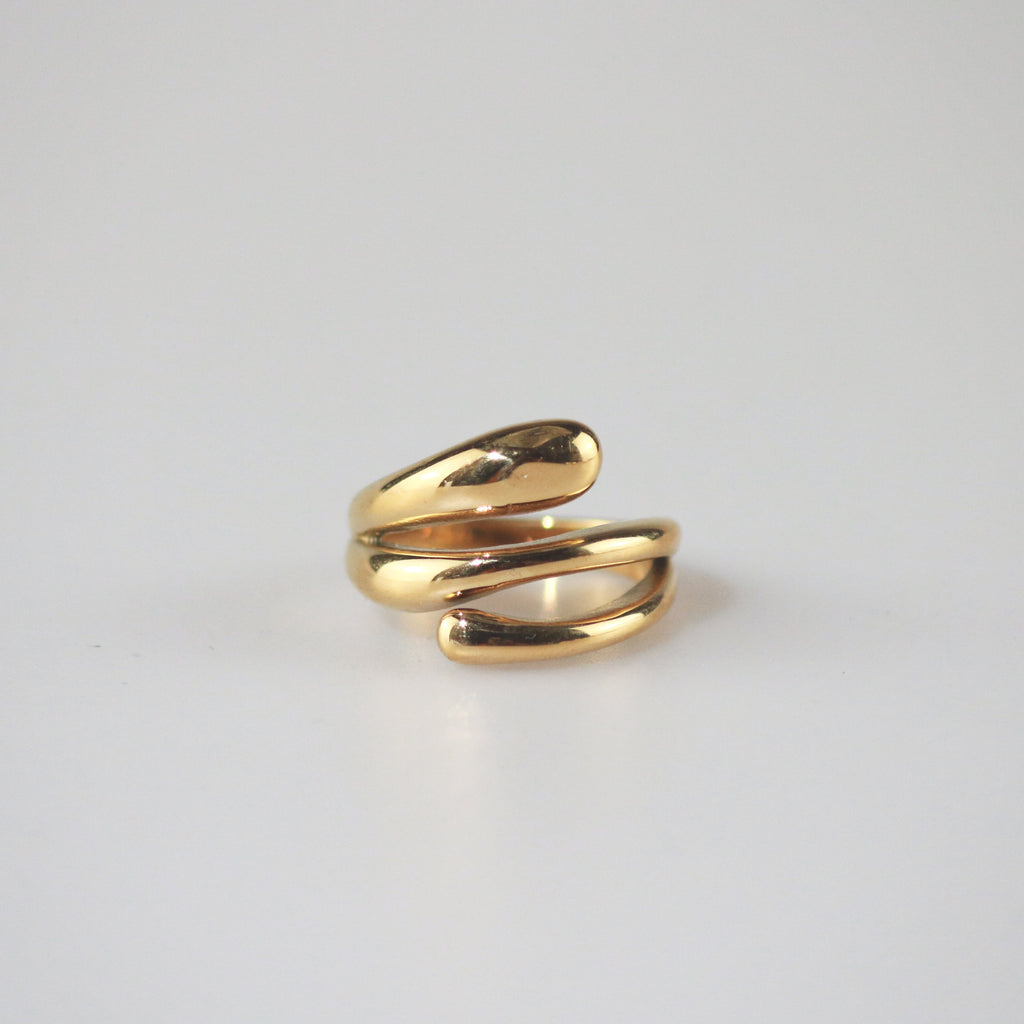 Trina Triple Row Hug Ring | 18k Gold Plated Stainless Steel 0