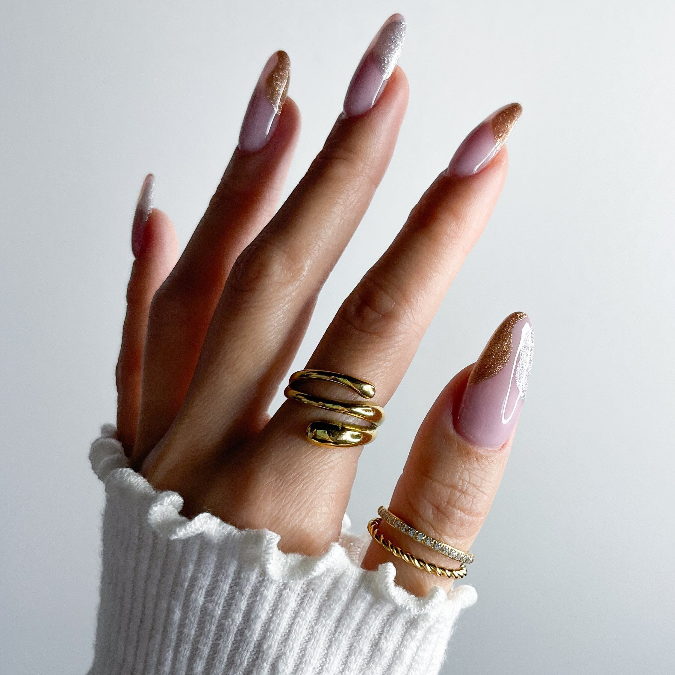Trina Triple Row Hug Ring | 18k Gold Plated Stainless Steel 2