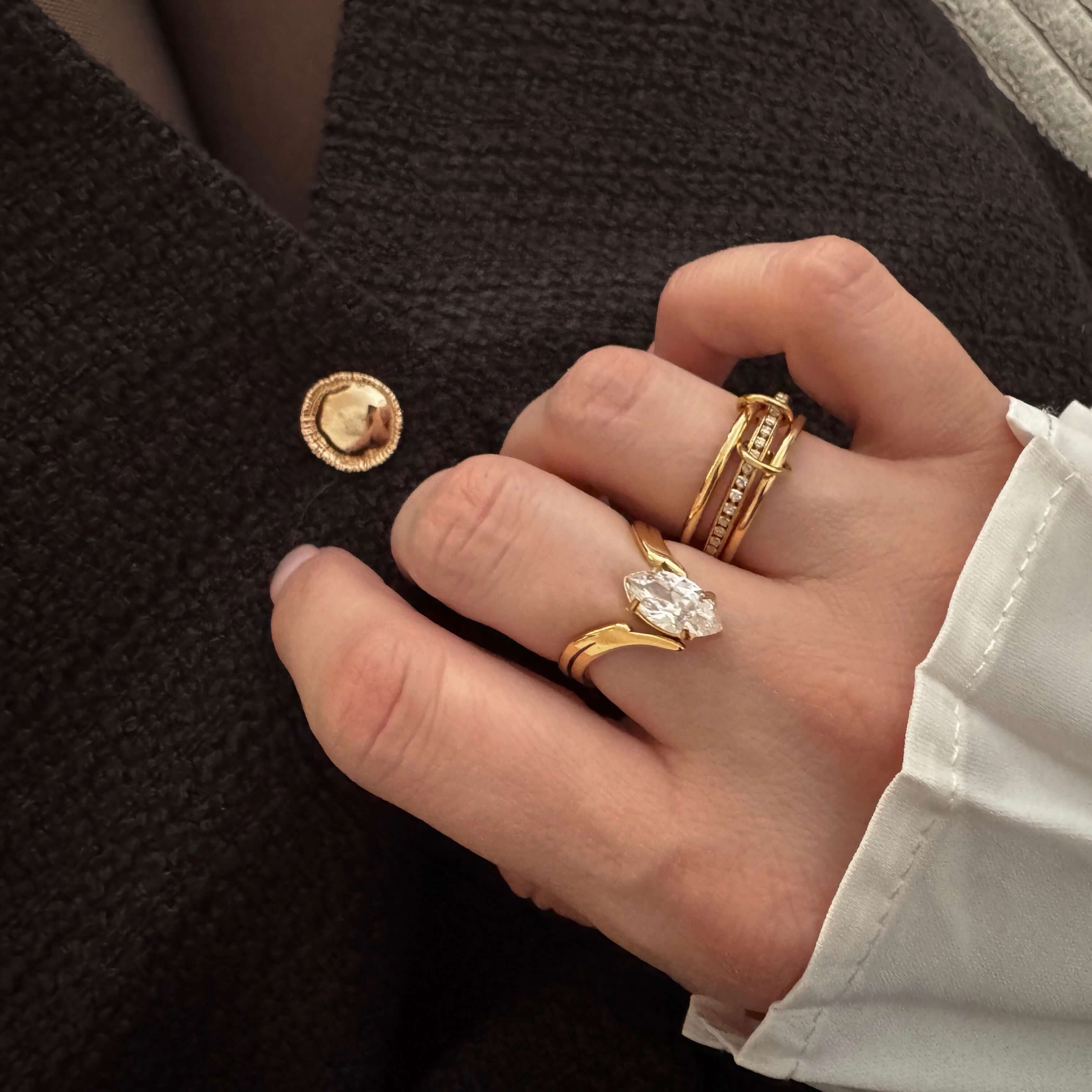 Trinity Link Ring | 18k Gold Plated, Zircon Accented 3