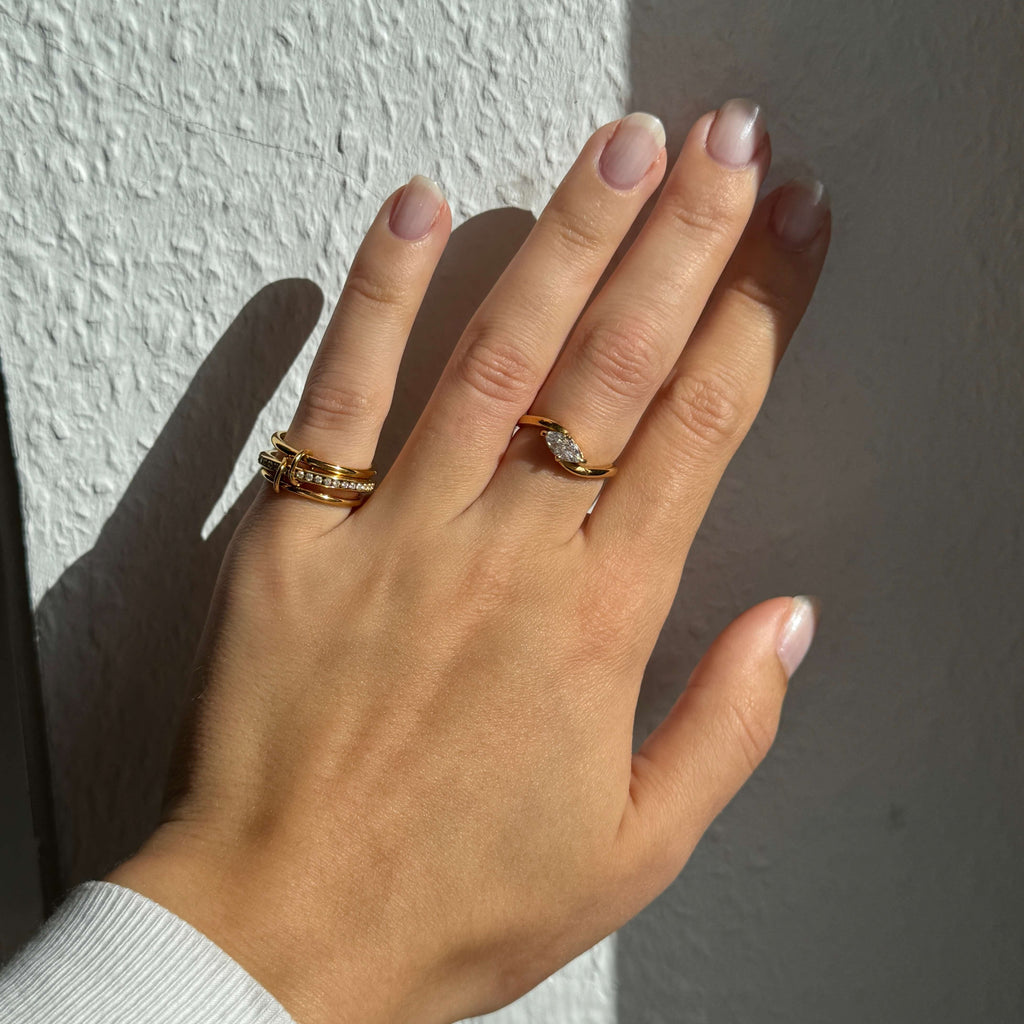 Trinity Link Ring | 18k Gold Plated, Zircon Accented 5