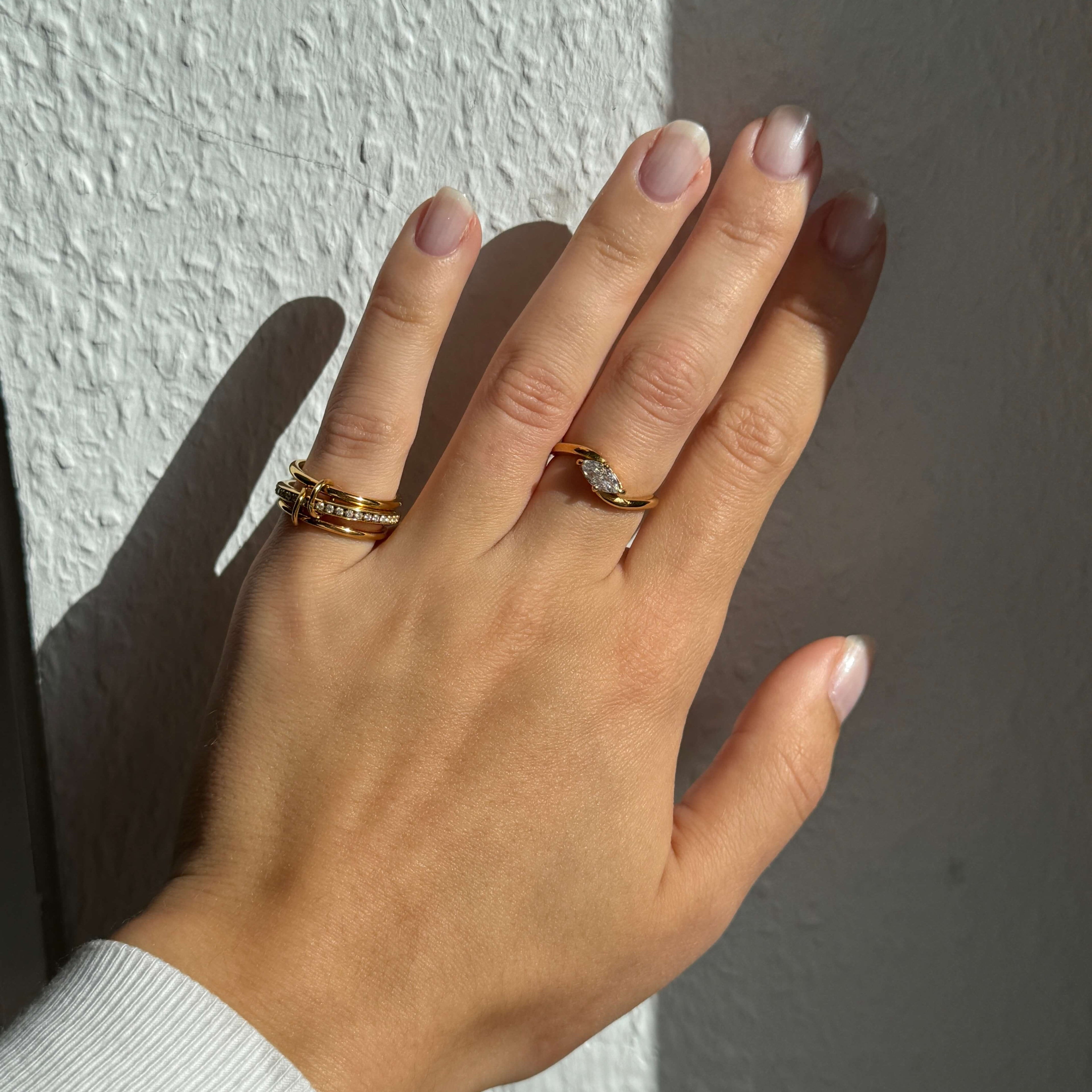 Trinity Link Ring | 18k Gold Plated, Zircon Accented 5