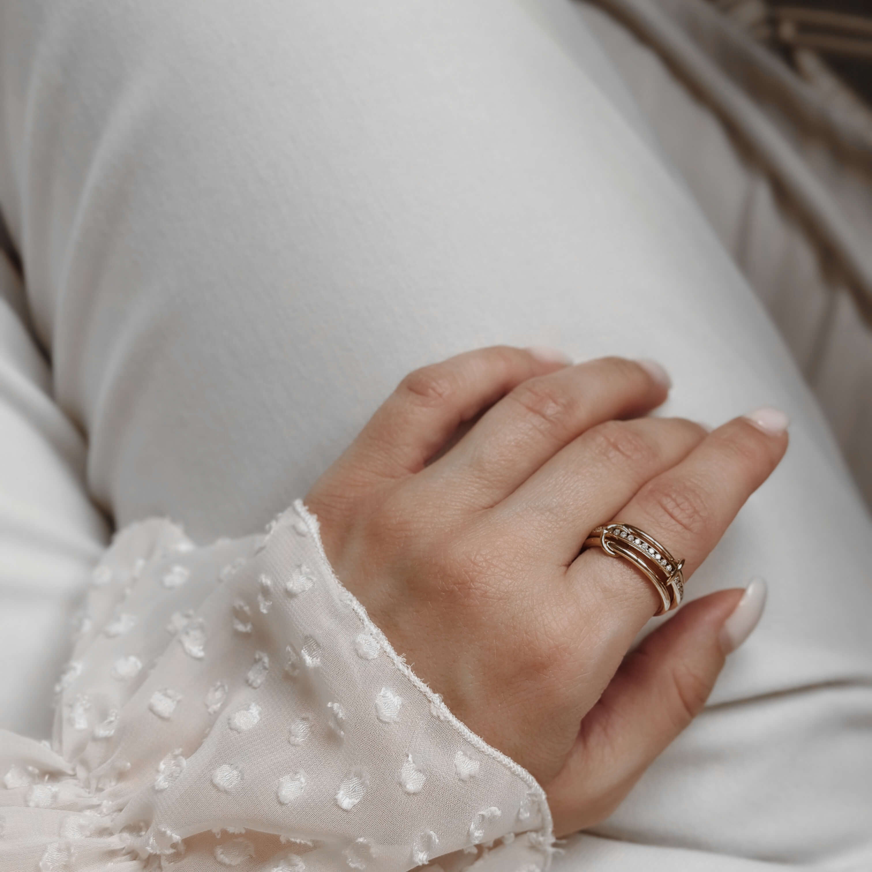Trinity Link Ring | 18k Gold Plated, Zircon Accented 6