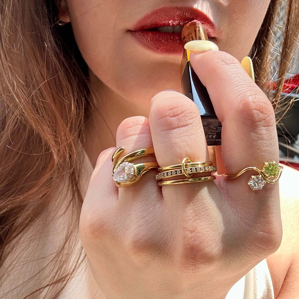 Trinity Link Ring | 18k Gold Plated, Zircon Accented 7