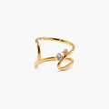 Vela Curve Twin Ring | 18k Gold Plated, Dual Stone Design 0