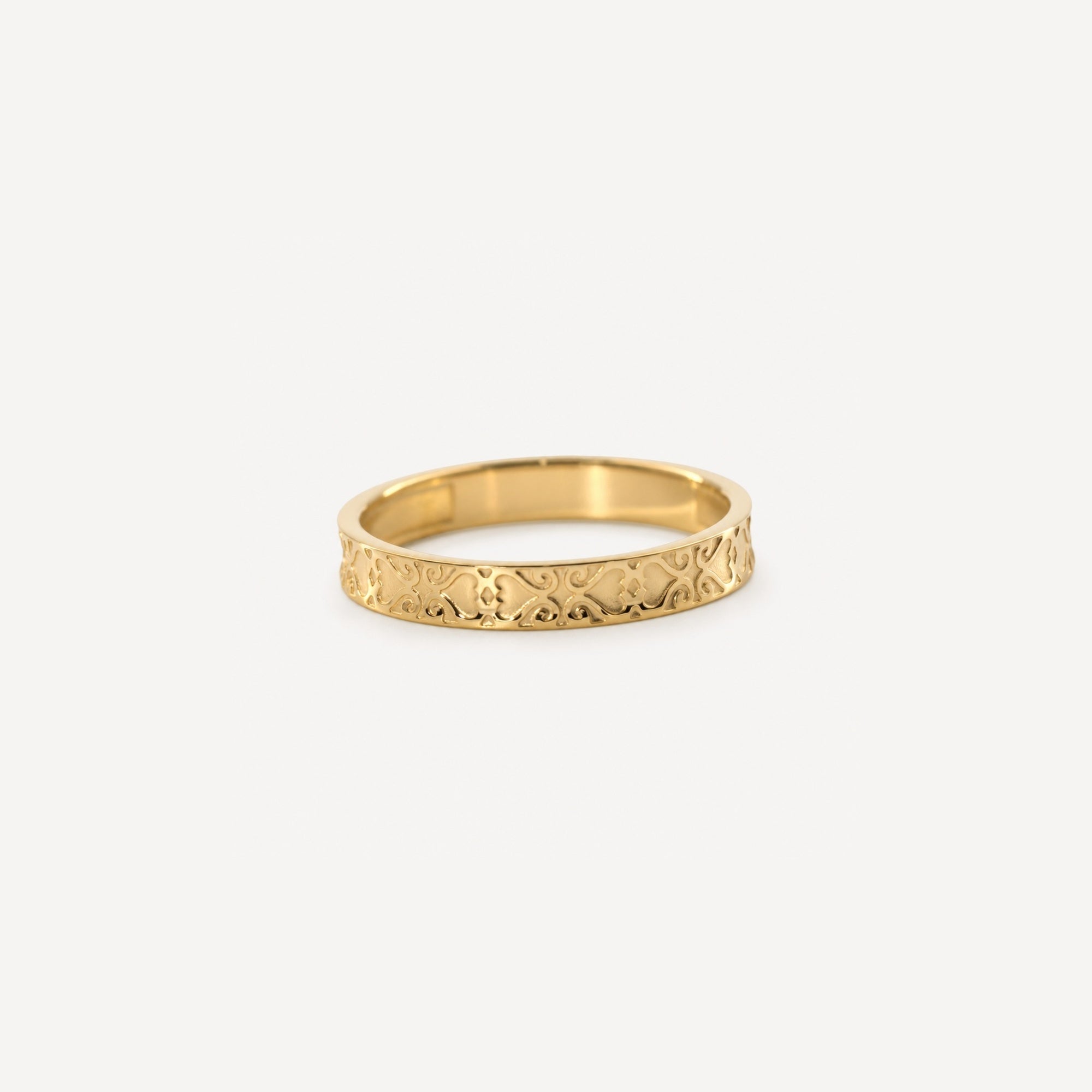 Vera Engraved Band Ring | 18k Gold Plated Stainless Steel, Waterproof 0