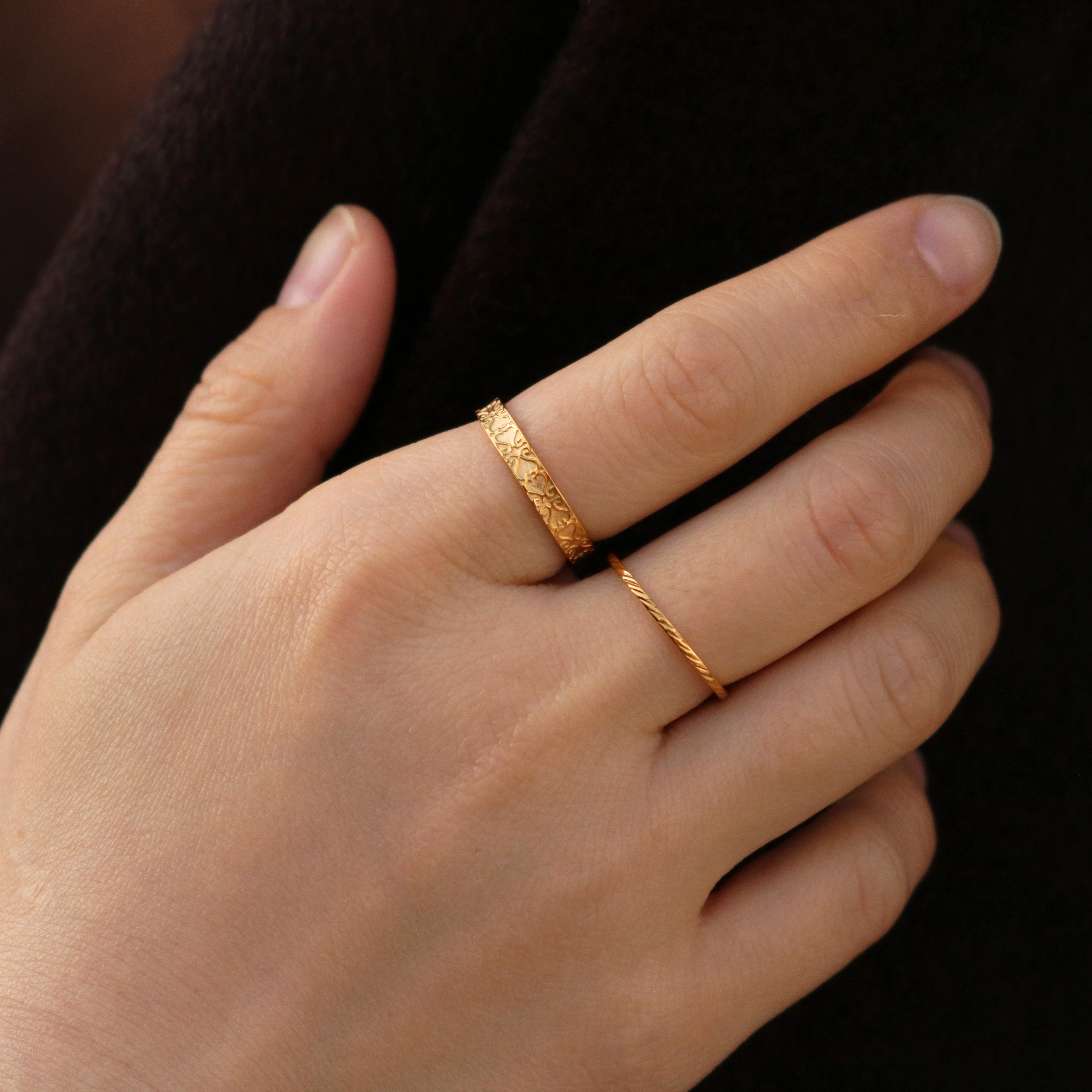 Vera Engraved Band Ring | 18k Gold Plated Stainless Steel, Waterproof 1