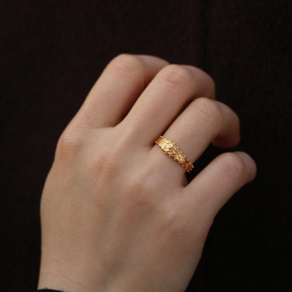Vera Engraved Ring | 10k Gold-Plated Brass Adjustable 1