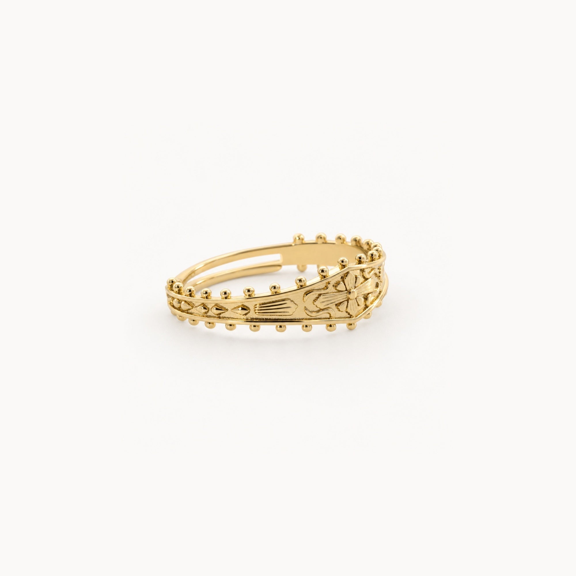 Vera Engraved Ring | 10k Gold-Plated Brass Adjustable 2