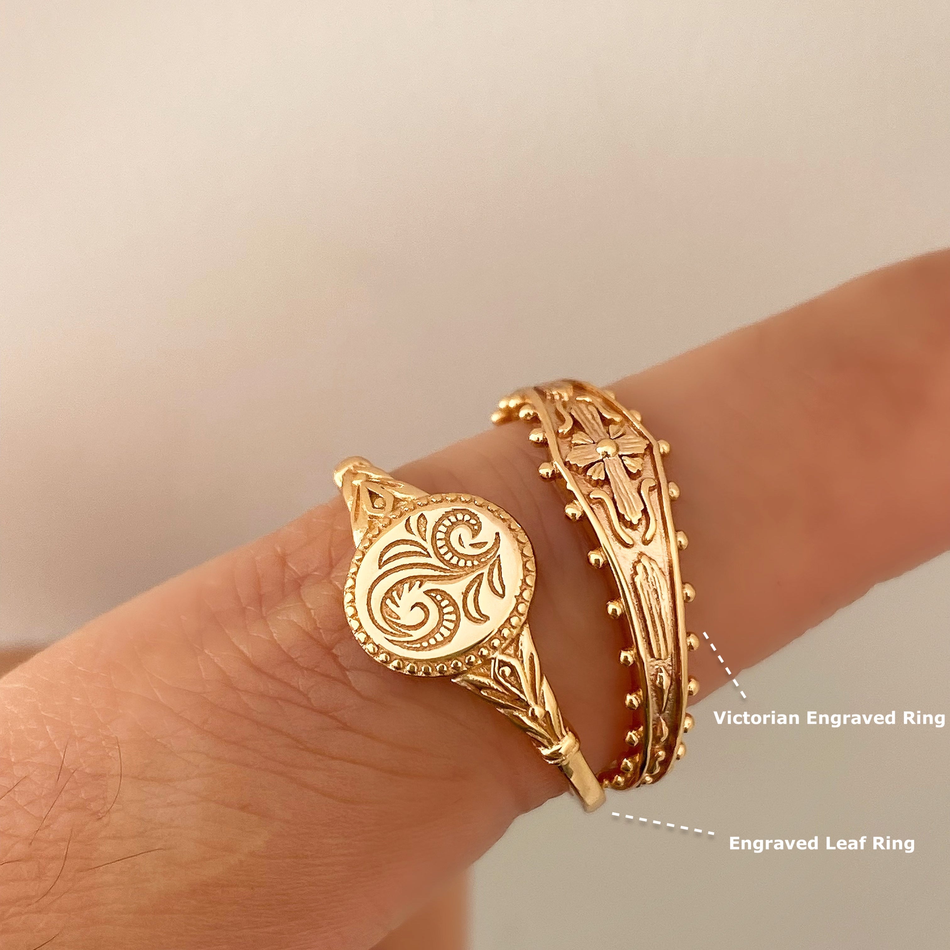 Vera Engraved Ring | 10k Gold-Plated Brass Adjustable 3