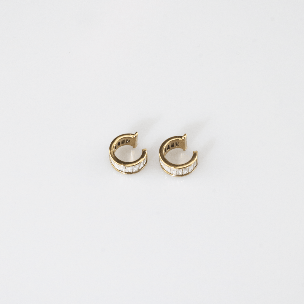 Wren Ear Cuff | 18k Gold Plated, Non-Pierced with White Baguette Stones 4