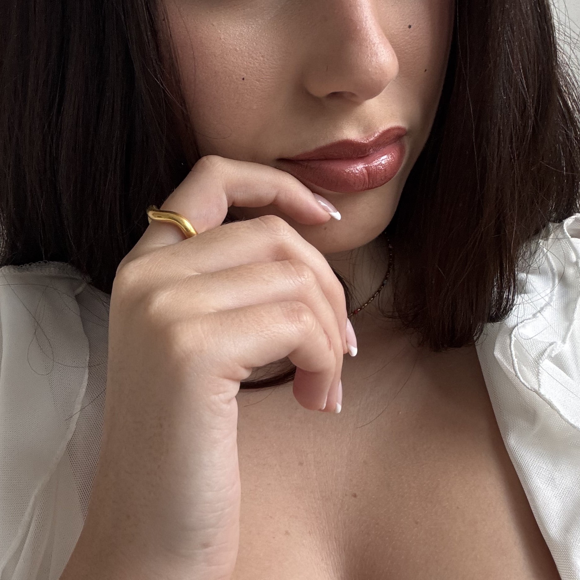 Wren Waveform Band Ring | 18k Gold Plated Stainless Steel 7