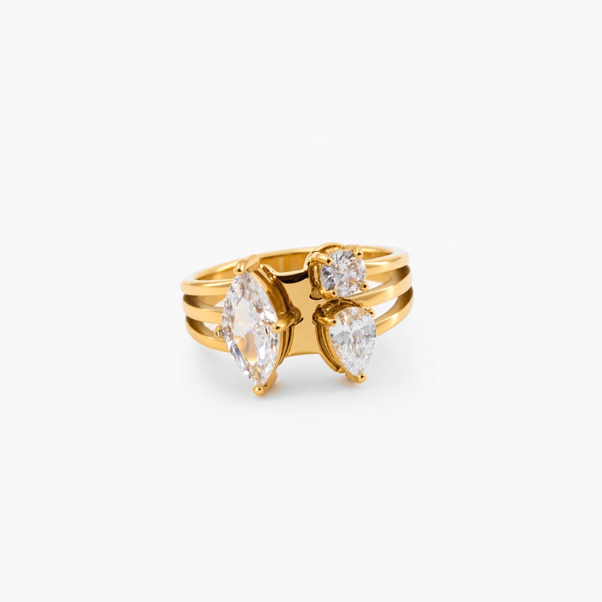 Yara Cluster Ring | 18k Gold Plated, Asymmetric Design 0